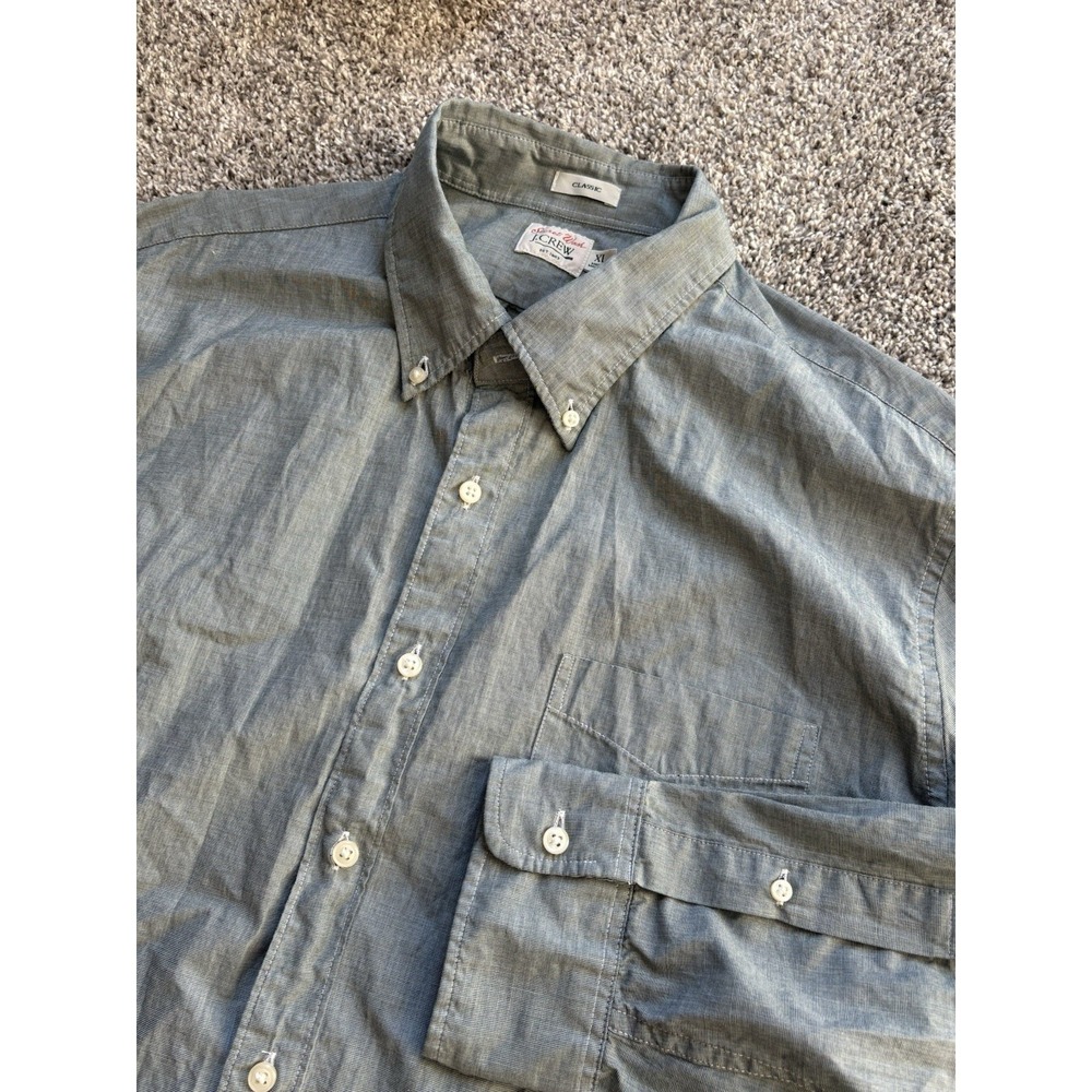 J.Crew Mens XL Green Button Long Sleeve Shirt Secret Wash‎ Cotton Classic - Picture 2 of 5